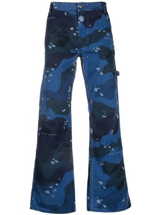 Off-white Jeans met camouflageprint - Blauw