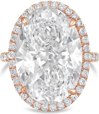 Diana M. Jewels 18kt rose gold 12ct lab grown Oval Diamond Halo Pav&eacute; Ring