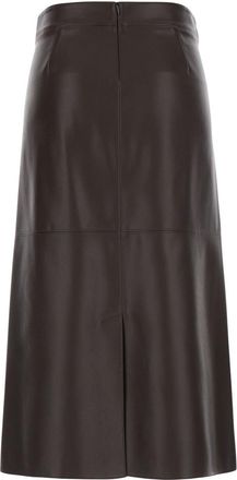 Max Mara Womens Midi Skirt Crisma Leather Brown Polyester