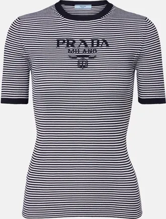 Prada Logo striped silk sweater
