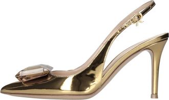 Gianvito Rossi Leren Slingback Pumps - Dames - Pumps - Geel - 37 EU - Leer - Schoenen