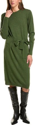 Fort&eacute; Cashmere Waist Tie Crewneck Wool & Cashmere-Blend Sweaterdress