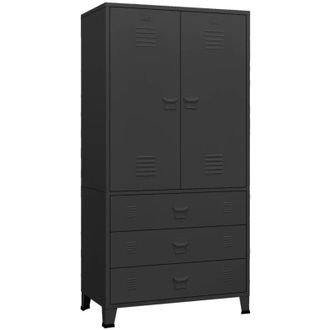 vidaXL Industrial Wardrobe Black 90x50x180 cm Metal vidaXL