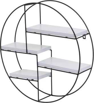Hhg Nunca Usado] Estante De Pared Hhg 612, Estante Colgante Estante Flotante, 4 Estantes Metal Madera Maciza Industrial 45x45x11cm, Blanco