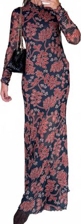 Promesa Floral Mesh Maxi Dress In Black