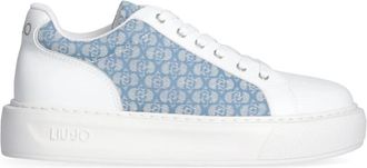 Liu Jo High Sole Sneakers Monogram Jacquard Denim - Dames - Sneakers - Wit - 38 EU - Denim - Schoenen