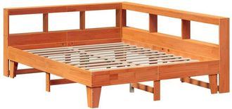 vidaXL Bookcase Bed without Mattress Wax Brown 150x200cm Solid Wood Pine Vidaxl