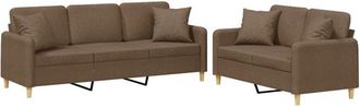 vidaXL Juego De Sof&aacute;s Con Cojines 2 Piezas Tela Marr&oacute;n Vidaxl