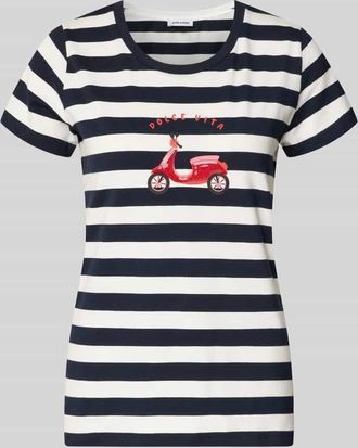 More & More More & More T-Shirt mit Motiv-Print und Rundhalsausschnitt in Marine, Gr&ouml;&szlig;e 34