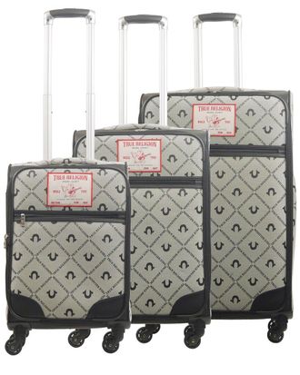 True Religion Soft Sided 3Pc Expandable Spinner Luggage Set