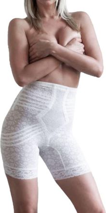 Rago Extra Firm No Roll High Waist Lace Thigh Slimmer in White at Nordstrom, Size X-Large