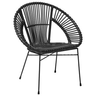 Beliani Beliani - Silla De Rat&aacute;n Negra Patas De Metal Negro Sala De Estar Comedor Sarita
