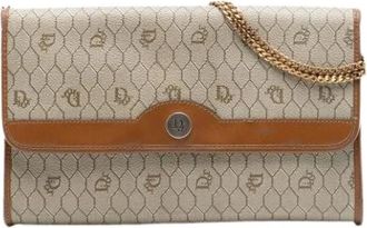 Dior Pre-owned Clutches, female, Beige, Size: ONE SIZE Pre-owned Coated Canvas Shoulder Bag