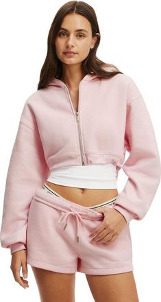 Cotton On Womens Active Plush Micro Cropped Zip Through in Cherry Dream at Nordstrom, Size X-Large