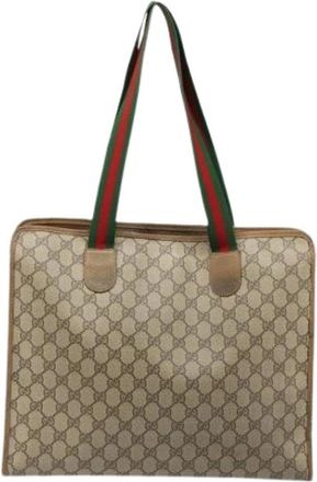 Gucci Pre-owned Vintage Tote Bag - Dames - Vintage Shopper - Beige - ONE Size - Leer - Vintage