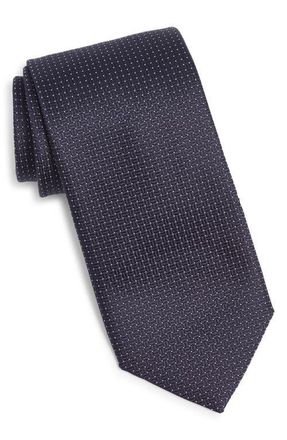Canali Neat Silk Tie in Dark Blue at Nordstrom