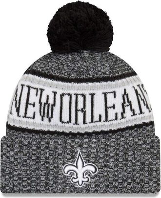 New Era New Orleans Saints Knit Beanie Nfl 2018 Sideline Black White - One-Size