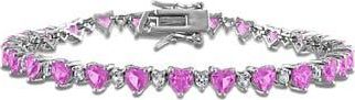 Delmar Heart Cut Lab Created Pink Sapphire & White Sapphire Tennis Bracelet at Nordstrom Rack