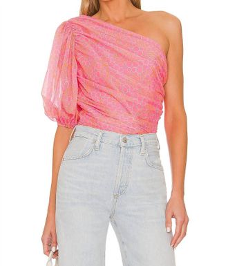 Amanda Uprichard Beckham One Shoulder Top In Bubble