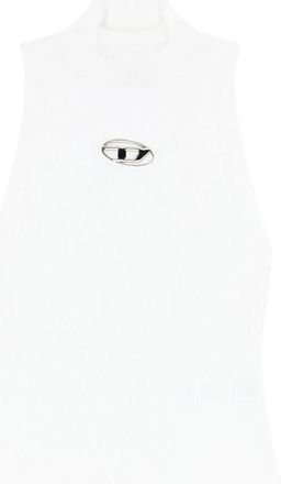 Diesel Geribbelde Tanktop met Mock Neck - Dames - Tops zonder mouwen - Wit - M - Tops