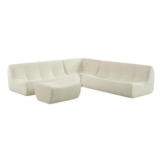 Sweeek Sof&aacute; envasado al vac&iacute;o esquinero modular de borreguito texturizado con