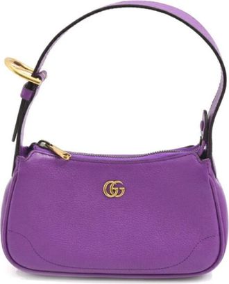 Gucci Pre-owned Handbags, female, Purple, Size: ONE SIZE Pre-owned Top Handle Leather Bag