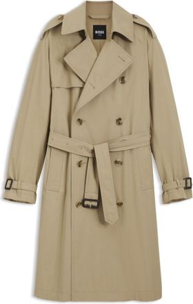 BOSS Water-repellent trench coat in cotton twill