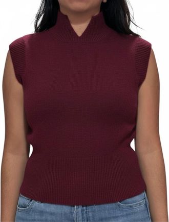 White + Warren Cashmere Sleeveless Mock Neck Vest In Sangria