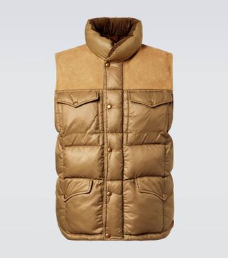Ralph Lauren Leather-trimmed ripstop puffer vest