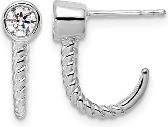 Diamond2Deal 14k Gold 1/3 ct Lab Grown Diamond J Hoop Earrings VS Clarity, D-E Color