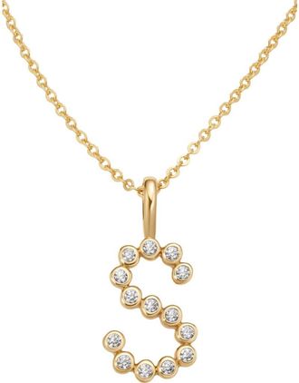 Made by Mary CZ Poppy Initial Necklace in Gold Vermeil Initial S at Nordstrom
