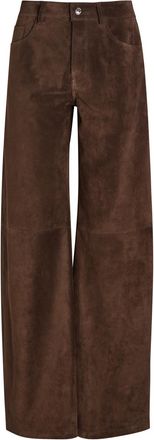 ARMARIUM Luke Wide-leg Suede Trousers - Brown - 42 (UK10 / S)