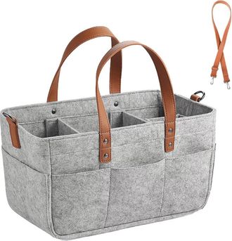 Generic Tielag Felt Shopping Bags 2 Pack, 16L Baskets Felt Bag with Compartments, Robust Firewood Bag, Reusable Tote Bags with Handlesfor Outdoor Trips, Picni