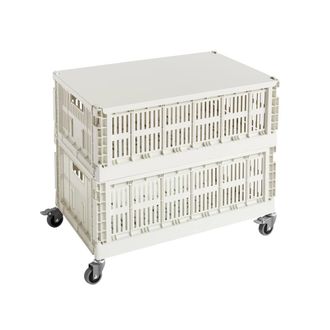 HAY Colour Crate Beistelltisch auf Rollen, large, off white, recycled