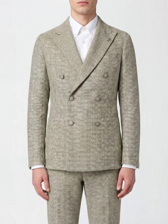 Tagliatore Blazer doppiopetto con motivo chevron in misto lino e cotone