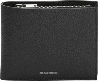Jil Sander Portemonnee met rits - unisex - Portefeuilles - Zwart - ONE Size - Leer - Accessoires