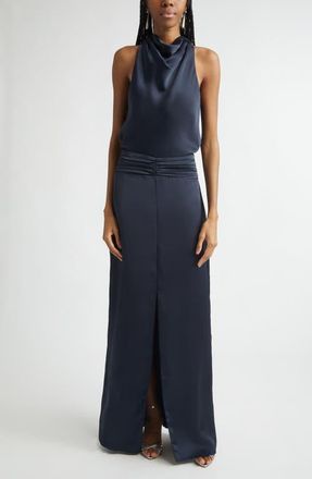 Ramy Brook Charmayne Sleeveless Satin Gown in Navy at Nordstrom, Size 00