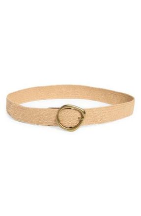 Linea Pelle Molten Buckle Straw Belt in Natural/Honey at Nordstrom Rack, Size X-Large