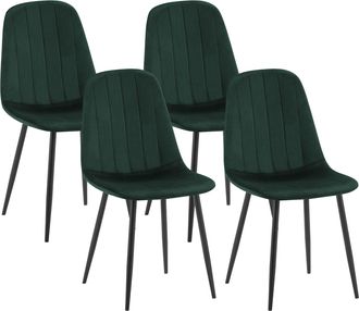 Clp Clp - Juego De 4 Sillas De Comedor Baxter En Terciopelo Verde