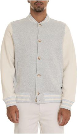 Gran Sasso College Stijl Kort Jack met Contrastdetails - Heren - Bomber jackets - Grijs - XL - Katoen - Jassen