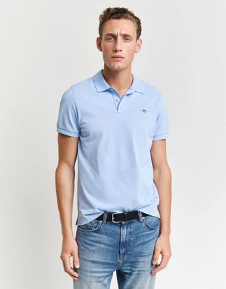 GANT Mens Regular-Fit Shield Short Slevees Polo Shirt - Blue - Size: 48