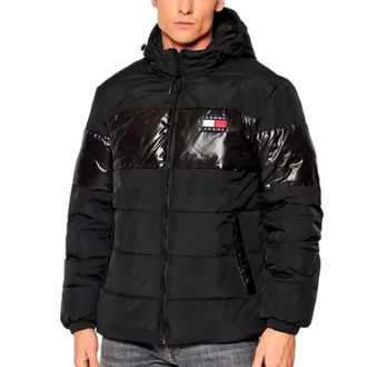 Tommy Jeans Vlag Logo Gewatteerde Jas - Heren - Winterjassen - Zwart - M - Jassen