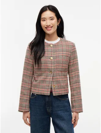 Tommy Hilfiger Womens Gold-Button Tweed Lady Jacket - Gulf Sand - XXL