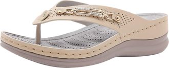 Generic Flip Flops Womens Leather Flip Flops Women 39 with Glitter, Thick Soles, Wedge Heel, Beach Shoes, Hollow Slippers, Summer Open Shower Shoes, Lightweig