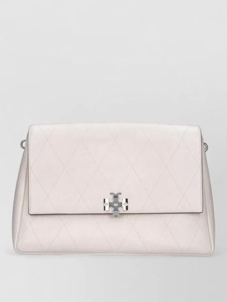Tory Burch quilted shoulder clutch bag metal hardware strap