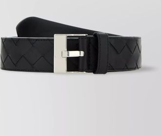 Bottega Veneta leather belt with silver buckle and textured design