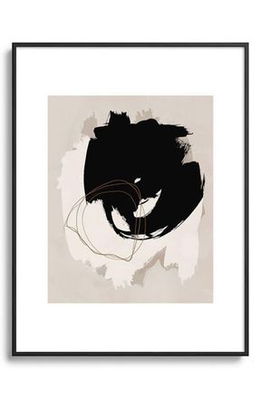 Deny Designs Abstract Brush Framed Art Print in Black Tones at Nordstrom, Size 24X36