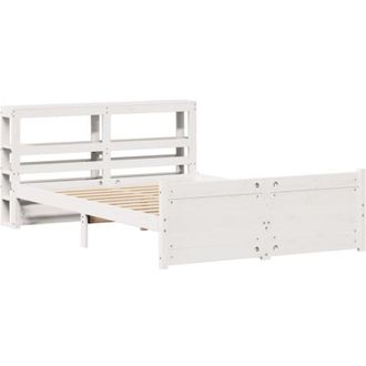 vidaXL Estructura De Cama Con Cabecero Madera Pino Blanco 135x190 Cm Vidaxl