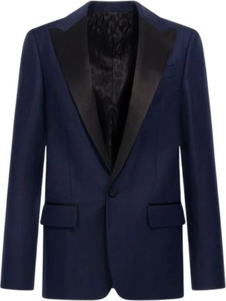 Roberto Cavalli Donkerblauw Single-Breasted Jas - Heren - Blazers - Blauw - M - Wol - Jassen