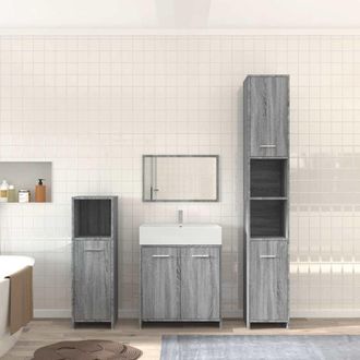 vidaXL Vidaxl - Set De Muebles De Ba&ntilde;o 4 Pzas Madera Contrachapada Gris Sonoma